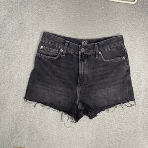 BDG womens black high rise black denim shorts raw hem casual summer timeless 28